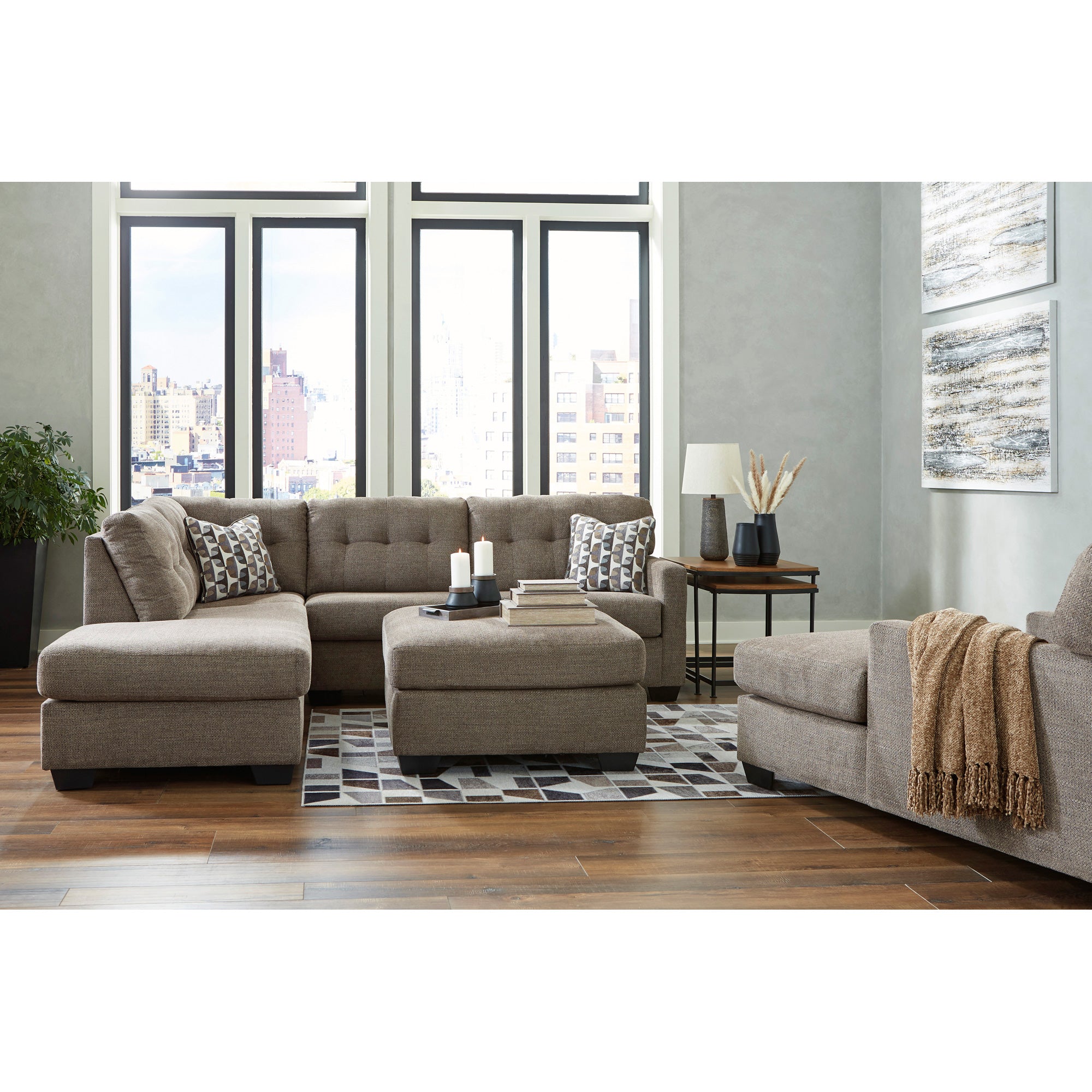 Mahoney Left Chaise Sectional Sofa - Modern L-Shaped Couch with Chaise Lounge for Living Room, Family Room, or Home Theater - Comfortable and Stylish Fabric Upholstery