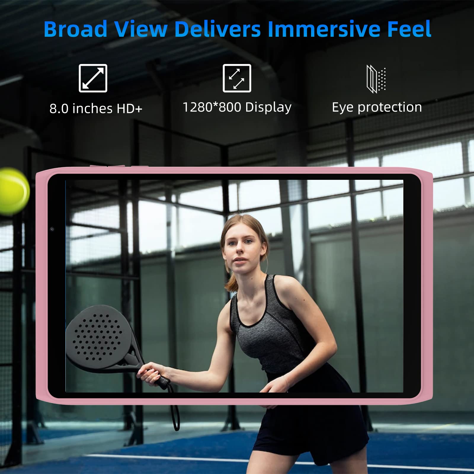 ZZB CP81 10.1 Inch Android Tablet (Pink) - Fast Quad-Core Processor, 64GB Storage, HD IPS Display - Perfect for Online Learning, Entertainment & Work