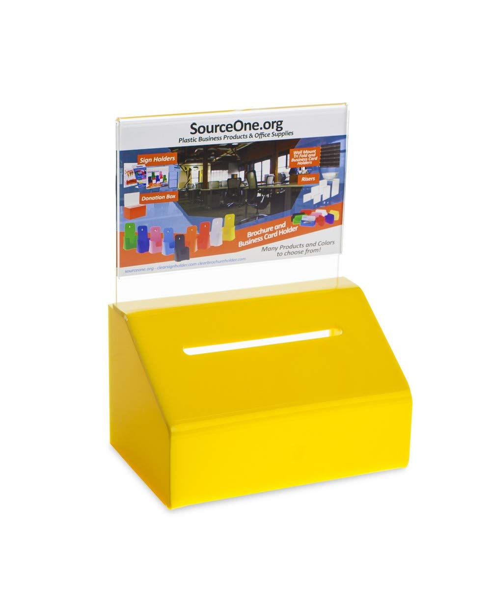 Heavy Duty Acrylic Donation Box with Lock & Sign Holder - Secure Ballot Box for Voting, Fundraising, Events & Charity Collections