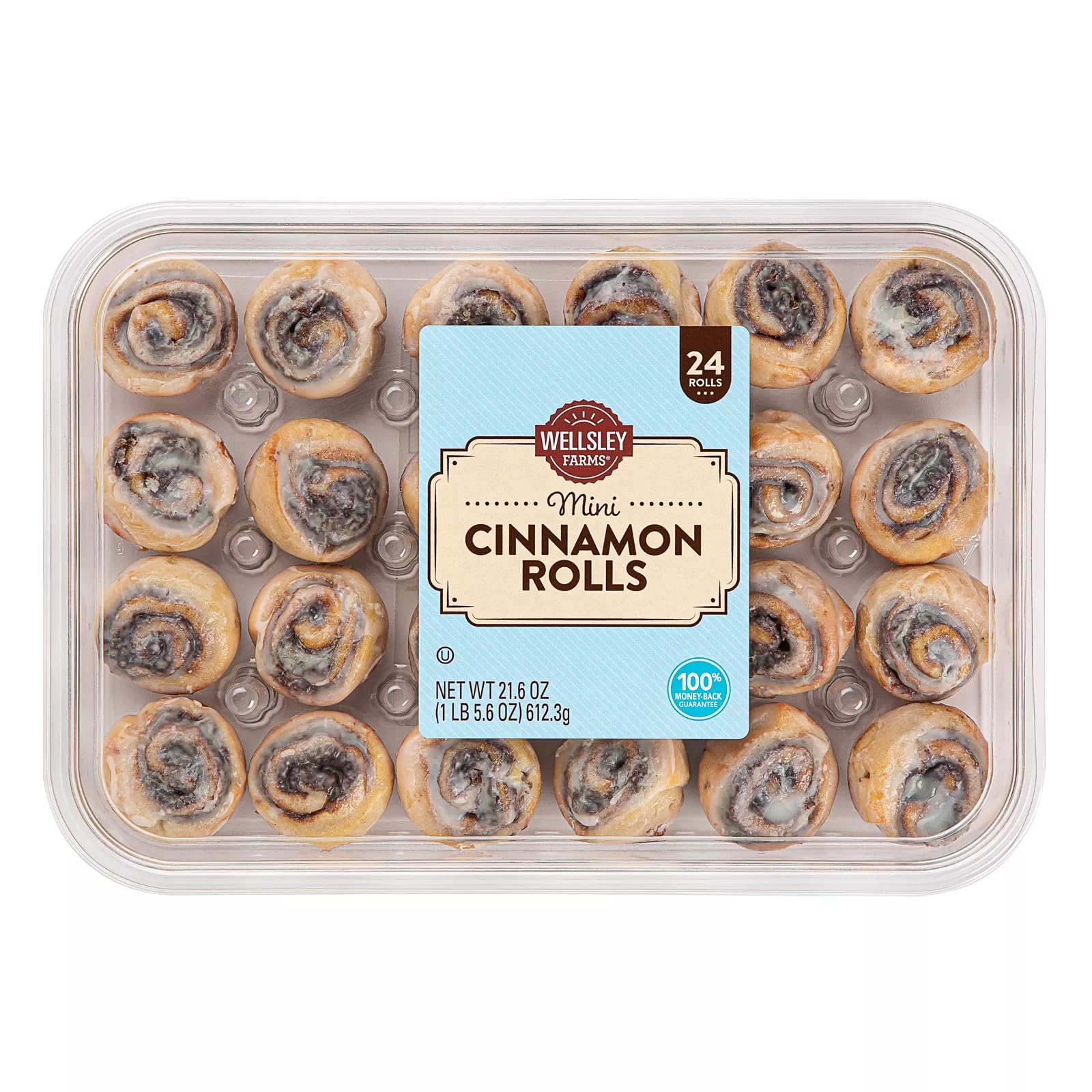 Delicious Mini Cinnamon Rolls - 24 Pack (21.6 oz) | Fresh Baked Sweet Pastries for Breakfast, Snacks & Dessert | Perfect for Parties, Office Treats & Family Gatherings