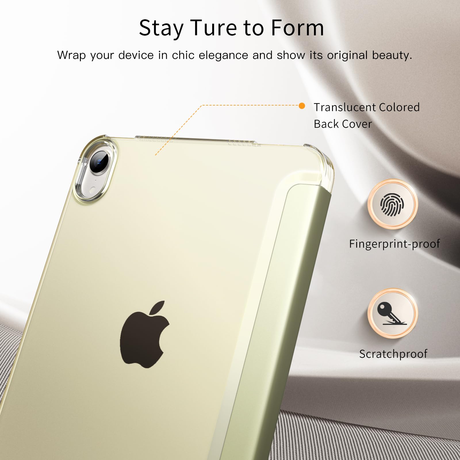 MoKo iPad Mini 7 (A17 Pro) & iPad Mini 6 Case - Slim Lightweight Protective Hard Back Cover with Auto Wake/Sleep & Touch ID Support - 8.3 Inch Stand Case in Champagne Gold - Perfect for Work, Travel & Everyday Use