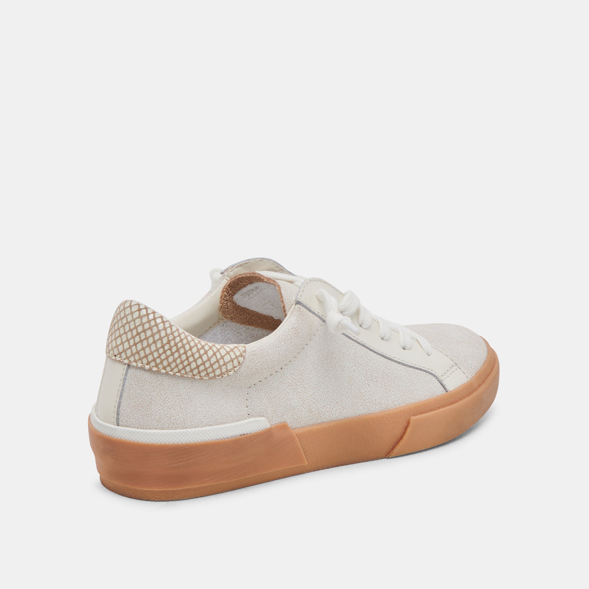 ZINA SNEAKERS Women's Ivory Multi Crackled Leather Fashion Sneakers - Comfortable Casual Shoes for Walking, Running, and Everyday Wear