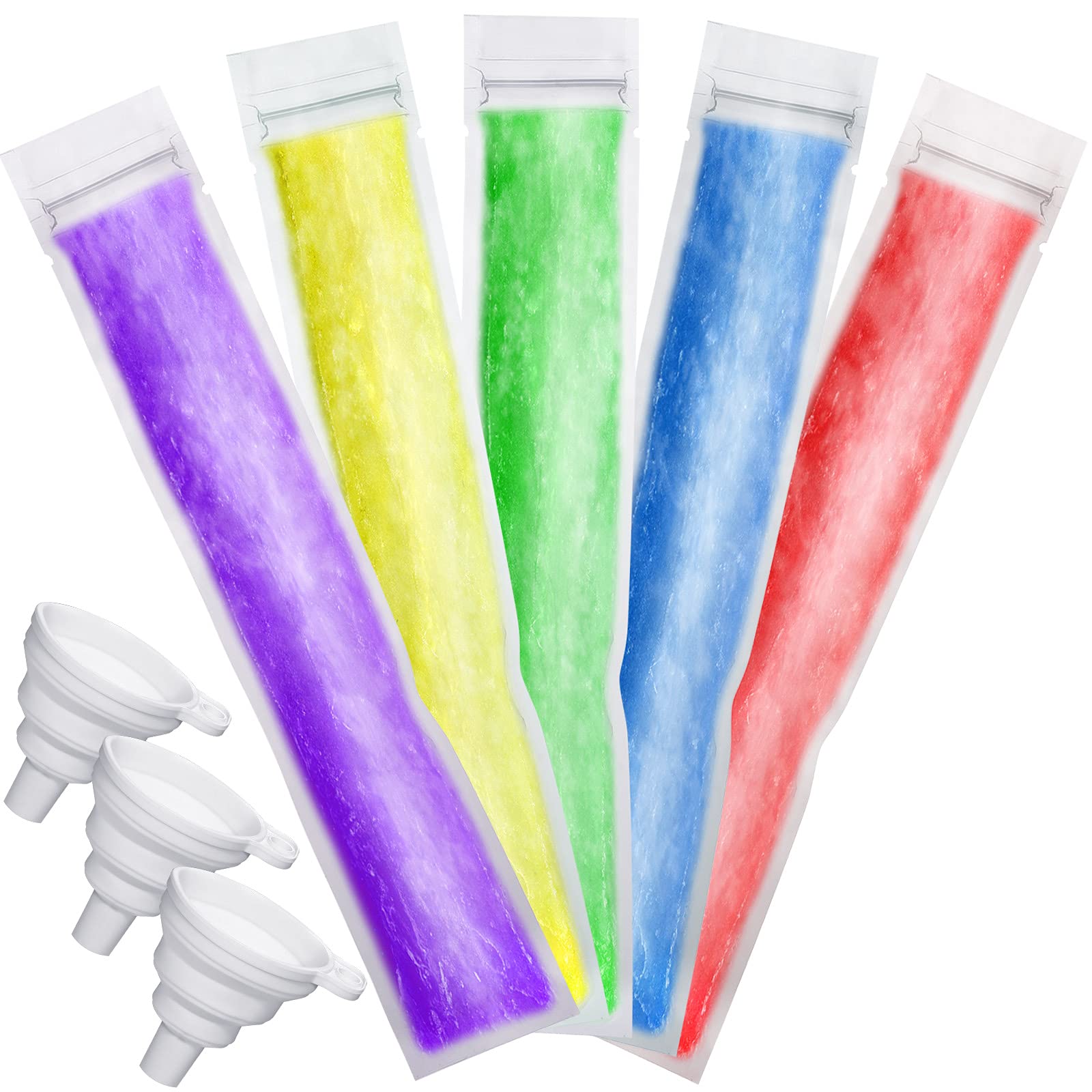 450-Piece Disposable Ice Mold Bags for Homemade Popsicles - Includes 3 Funnels for Easy Filling - Perfect for Freezing Healthy Snacks, Juices & Smoothies (11