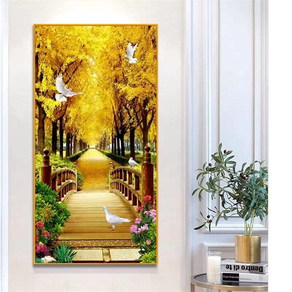 5D Diamond Painting Kit - Bridge Pigeon Full Drill Rhinestone Art, 70x140cm Large DIY Cross Stitch by Numbers Canvas for Adults, Home Wall Decor, Relaxation & Stress Relief Gift (Square Drill)