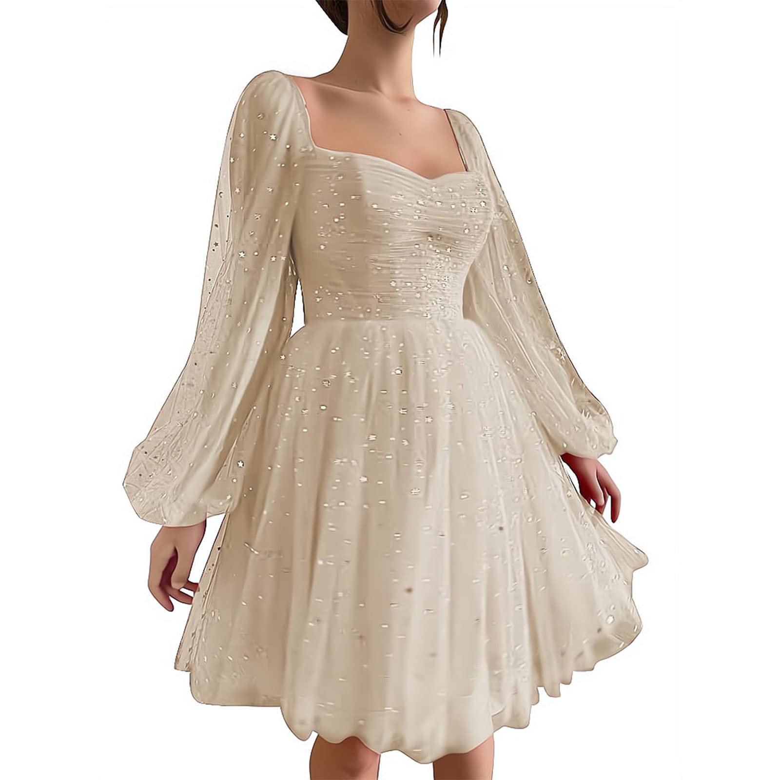 ManDu Tulle Homecoming Dresses for Teens | Puffy Sleeve Sweetheart Short Prom Dresses | Ruched Cocktail Party Dresses | Perfect for School Dances, Birthday Parties & Special Occasions