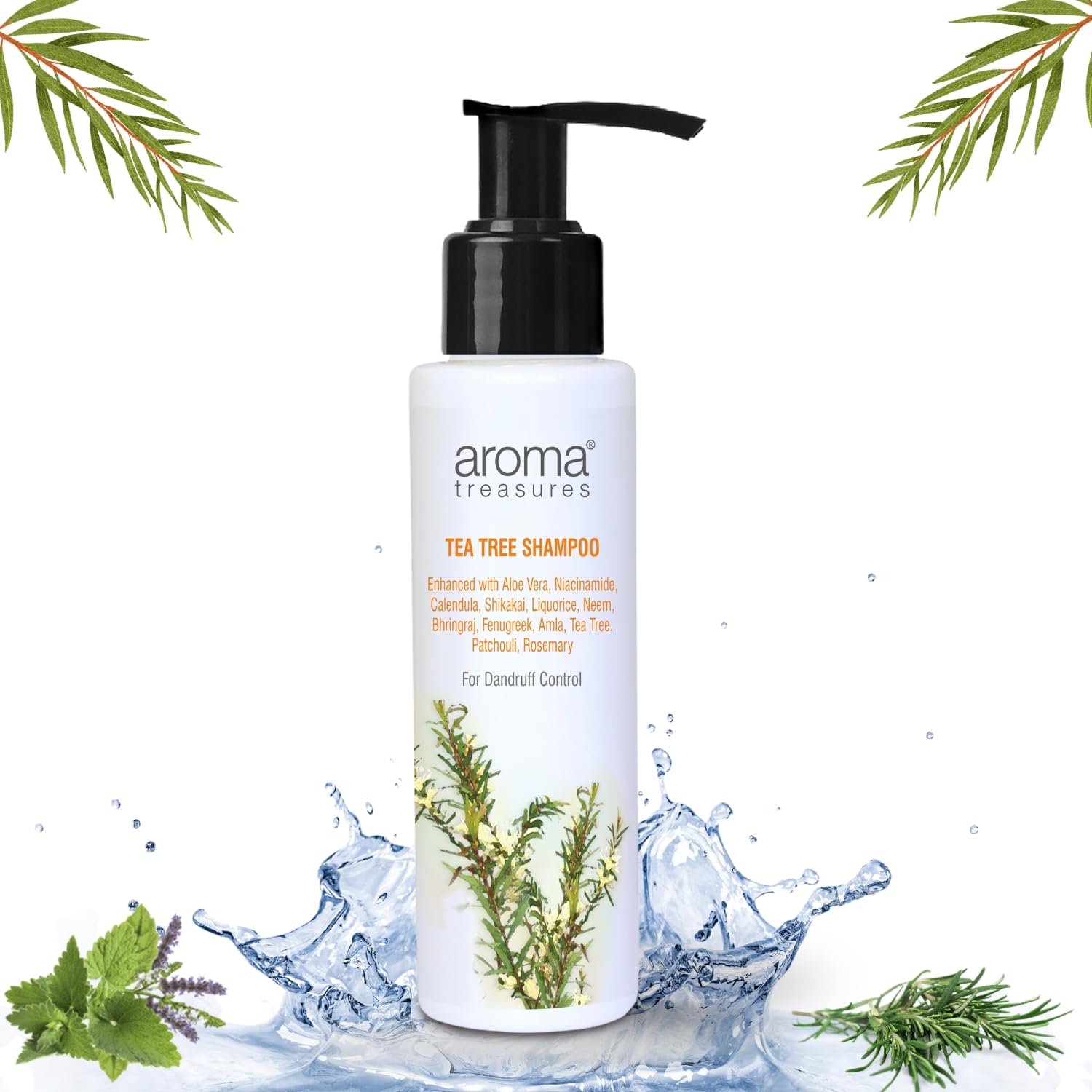 Aroma Treasures Tea Tree Shampoo 100ml - Natural Scalp Care for Dandruff & Itchy Scalp - Perfect for Daily Hair Wash & Scalp Refreshment