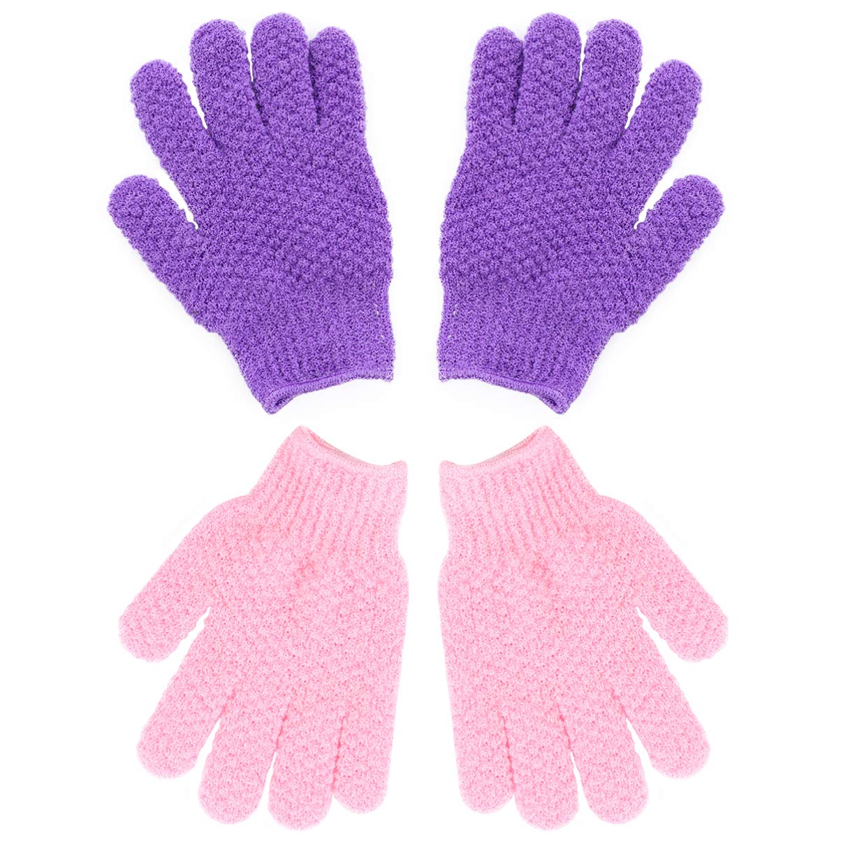 EXCEART 4 Pack Exfoliating Bath Gloves - Soft Shower Scrub Mitts for Body & Face, Reusable Five Finger Exfoliator Gloves for Dead Skin Removal, Polyester Spa & Shower Accessories - Perfect for Home Spa, Dry Brushing & Sensitive Skin Care