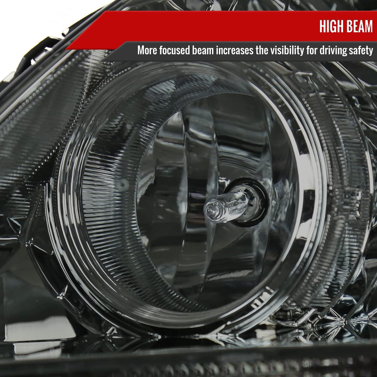 05-07 Honda Odyssey Replacement Smoke Headlights Pair - Left & Right Side for Enhanced Night Driving & Style Upgrade