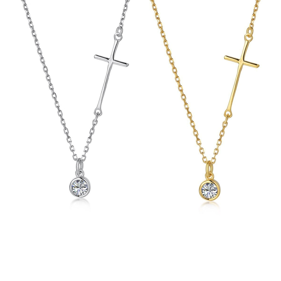 Trendy Silver Cross Chain Necklace for Women - Stainless Steel Religious Jewelry Gift for Christmas, Baptism & Everyday Wear | DY0358