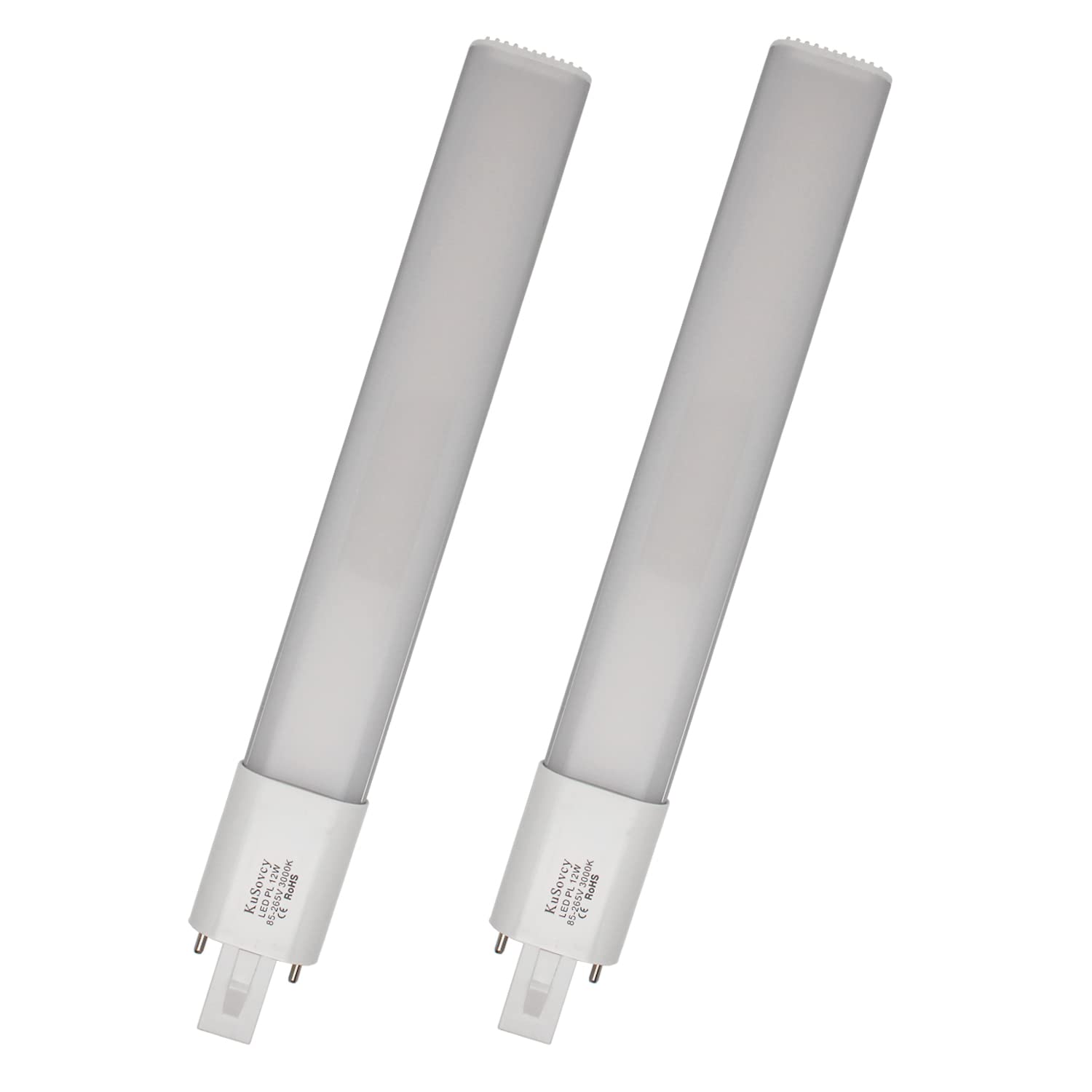 12W G23 LED Bulb 2-Pack - Energy Efficient G23d PL Lamp Replacement with 2-Pin Base - Single Tube LED PL-S Horizontal Recessed Bulbs (Ballast Bypass Required) - Perfect for Under Cabinet Lighting, Vanity Mirrors & Commercial Fixtures