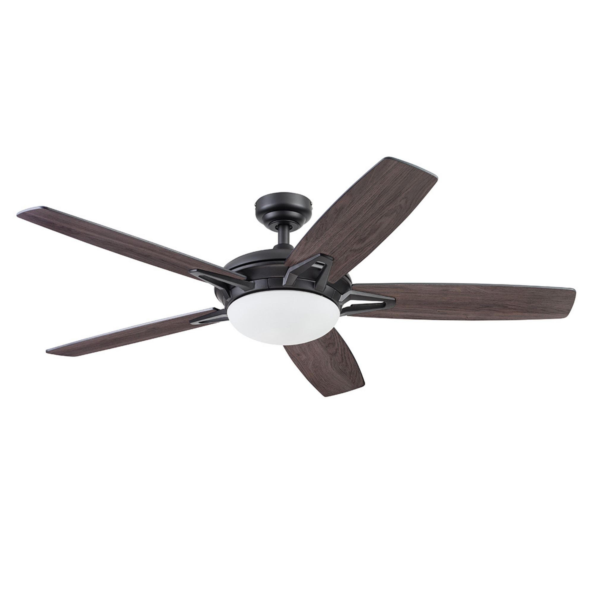 52 Inch Matte Black Ceiling Fan with Remote Control - Modern Indoor Cooling for Living Room, Bedroom & Office