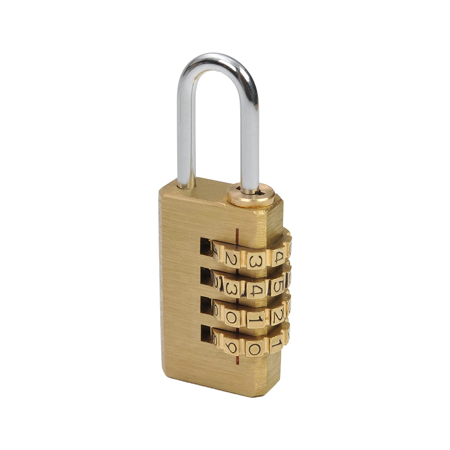 MroMax 1Pc Brass 4-Digit Combination Padlock - Secure Toolbox, Locker, Luggage & Backpack | Durable Lock for School, Gym, Travel & Storage | Weather-Resistant Outdoor Use