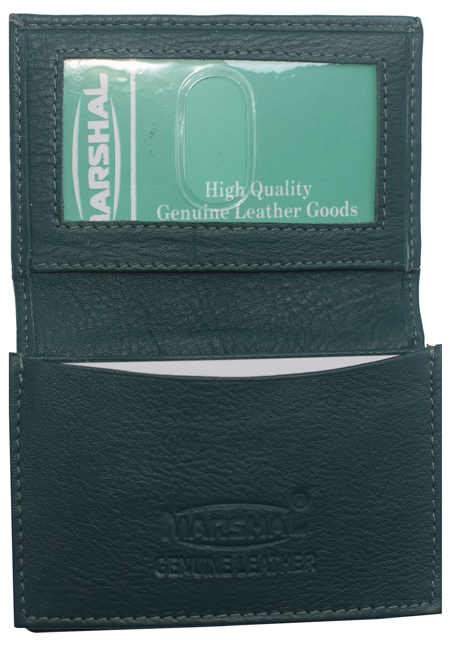 Premium Genuine Leather Business Card Holder - RFID Blocking Credit Card & ID Window Wallet for Men & Women - Perfect for Office, Networking & Travel (Green)