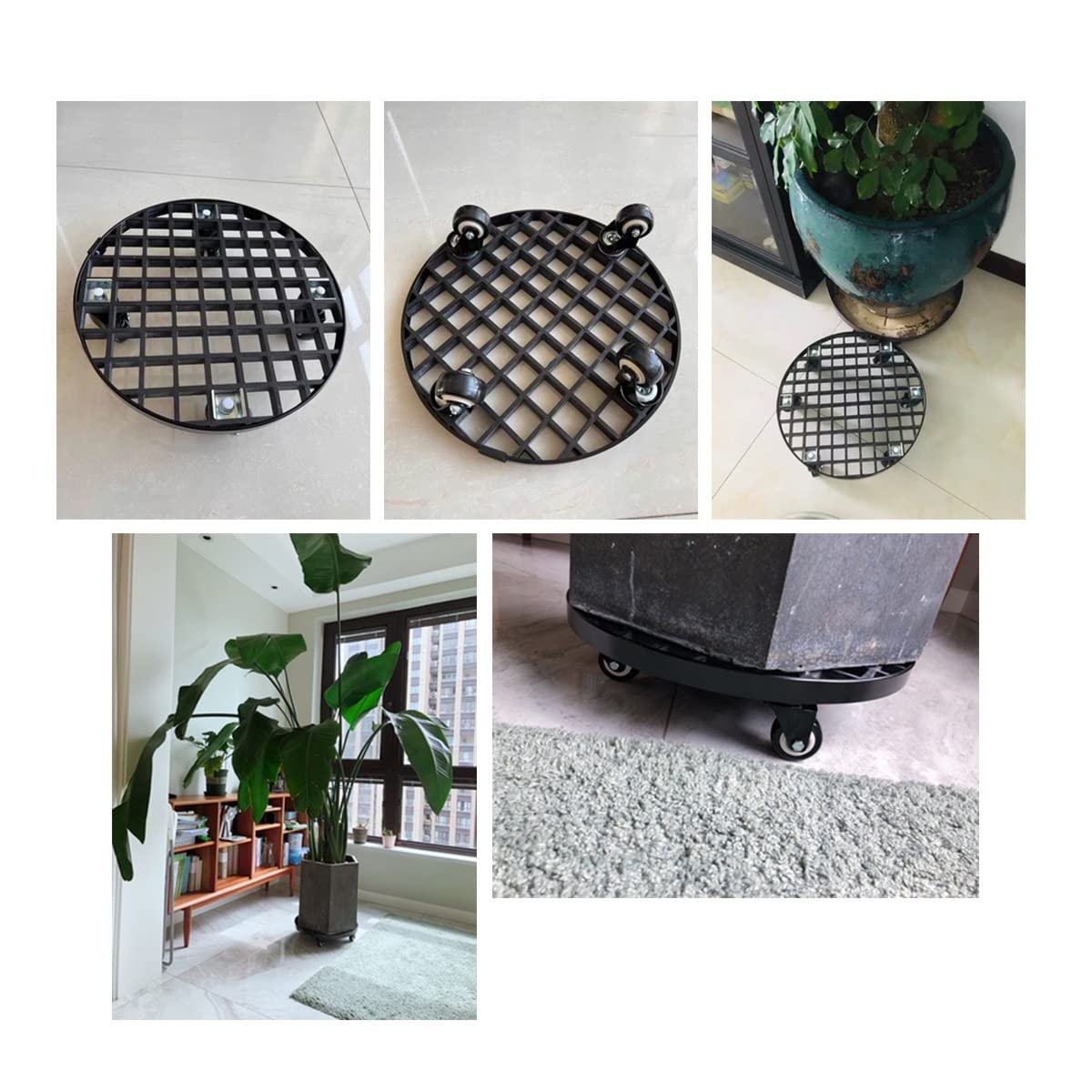 51cm Rolling Plant Stand with Casters - Round Potted Flower Pot Mover Dolly for Indoor & Outdoor Use - Perfect for Home, Garden, Balcony, Patio, and Nursery Decor