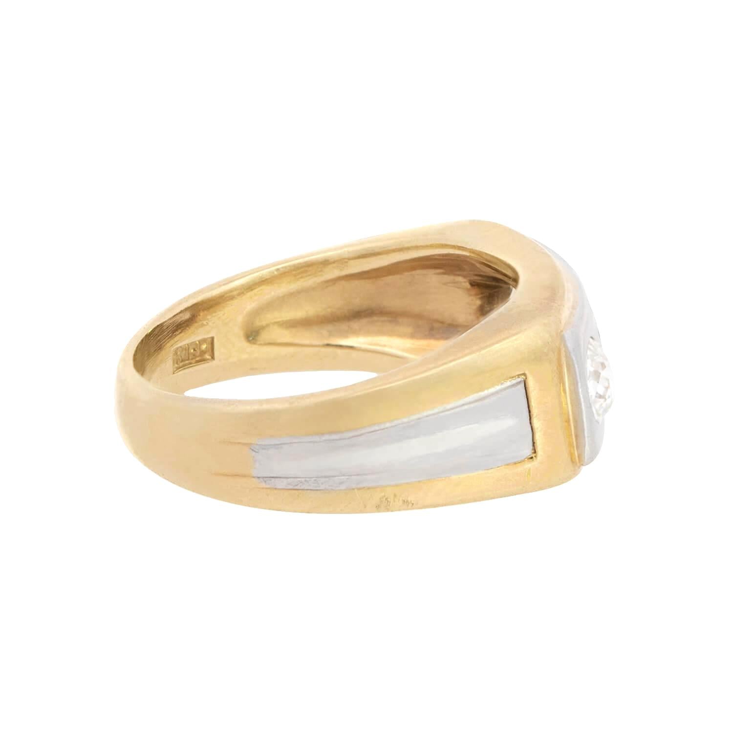 18K Gold & Platinum Edwardian Sapphire Diamond Flush Mount Ring – Vintage Elegance for Weddings, Anniversaries & Special Occasions