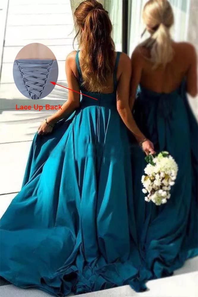 Elegant Deep V Neck Ruched Chiffon Bridesmaid Dress - A-Line Formal Wedding Guest Gown for Women | Perfect for Weddings, Proms & Special Occasions