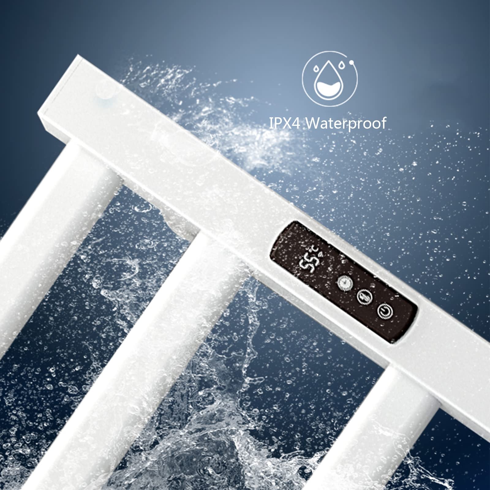 Premium Aluminum Alloy Electric Heated Towel Rack - Wall Mounted Bathroom Towel Warmer with Touch Timer & Top Shelf | Energy Efficient Hardwired Towel Dryer in White | Perfect for Spa, Luxury Bathrooms & Cold Climate Homes
