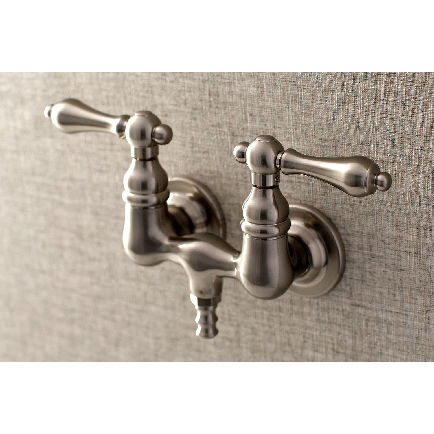 Vintage Clawfoot Tub Faucet - Brushed Nickel Two Handle Wall Mount Bathroom Fixture for Antique & Modern Bathrooms | Perfect for Classic Bathroom Renovations & Spa-Like Retreats