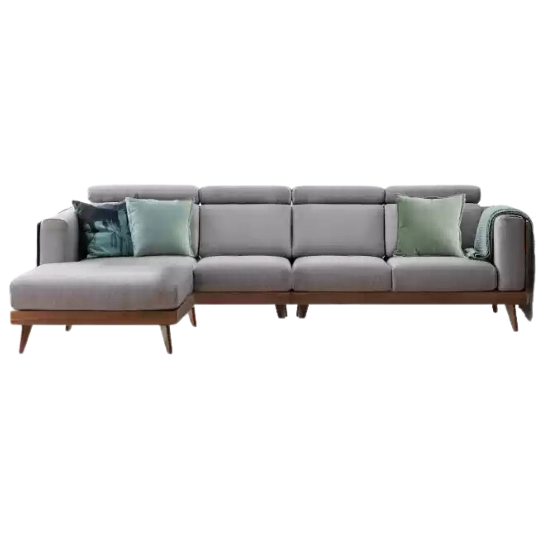 115.7x66.9х32.7 inch / 294x170x83сm / Rich Dark Walnut color / Black Walnut mall four-person corner right chaise (frame separated) (two colors of fabric available)