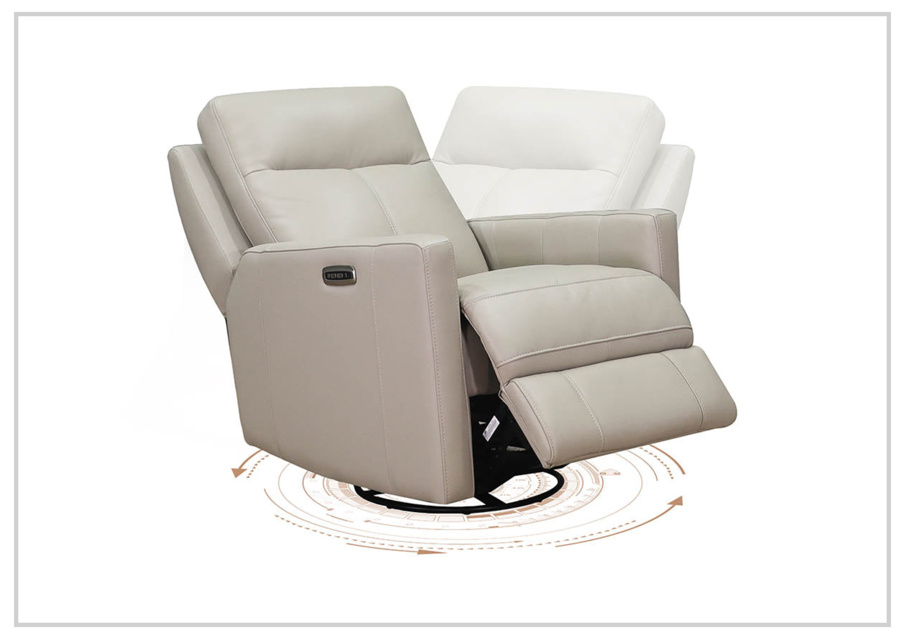 Hydeline Vienna Power Swivel Glider Recliner Chair with Adjustable Headrest - Genuine Leather Living Room Seating for Home Theater, Gaming & Relaxation