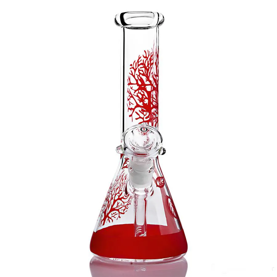 11 Inch Red Tree Glass Bong - Premium Beaker Base Water Pipe with Recycler for Smooth Hits - Perfect for Home Use, Parties & Relaxation