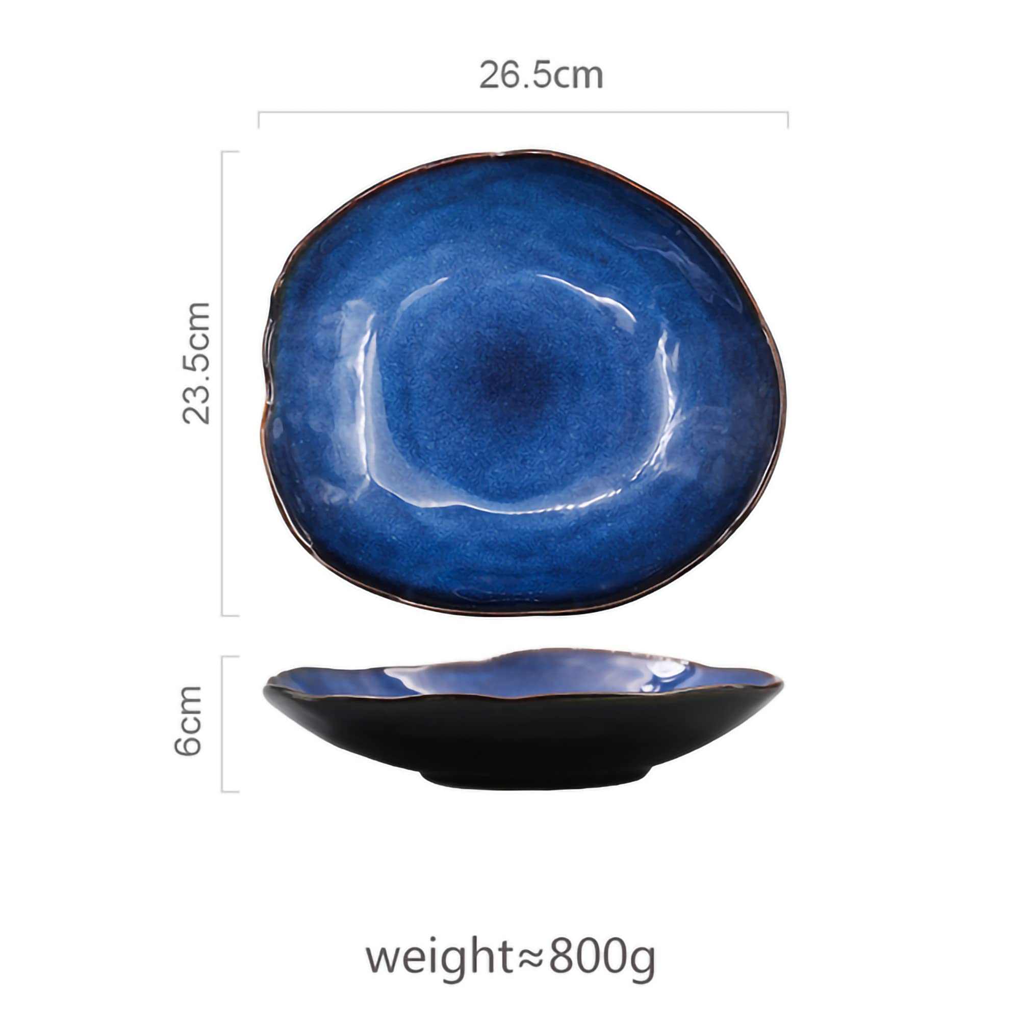 Ocean Waves Deep Blue Cat-Eye Glaze Ceramic Plates & Bowls Set - XL Dinner Plates, Salad Bowls for Kitchen & Dining Room - Perfect for Home Decor, Parties, and Everyday Meals