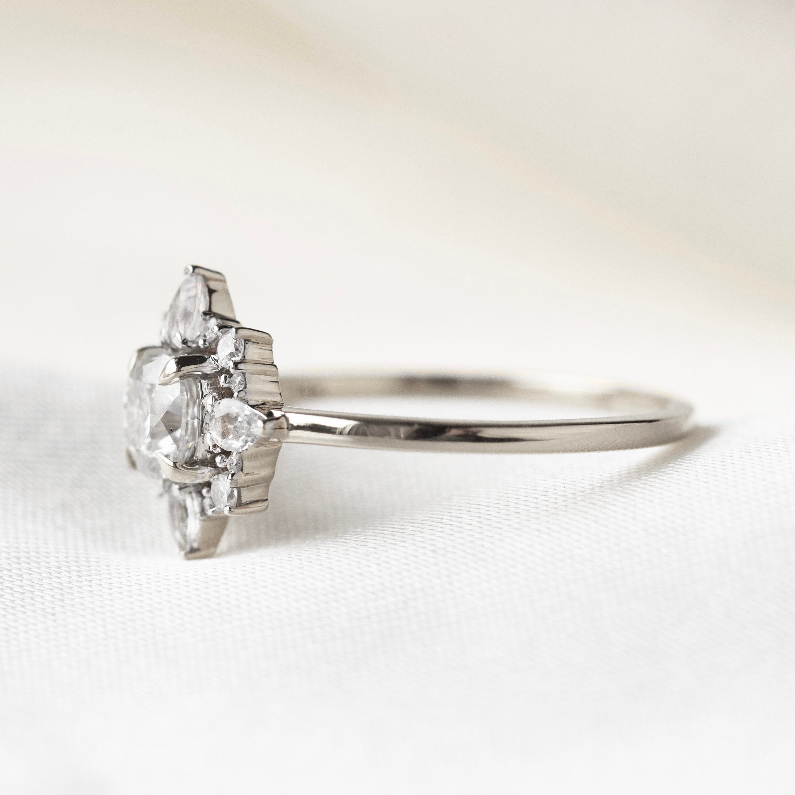 Daphne Moissanite Sapphire Diamond Ring for Women - Elegant Wedding, Engagement, Anniversary Jewelry Gift - Perfect for Bridal, Party & Special Occasions