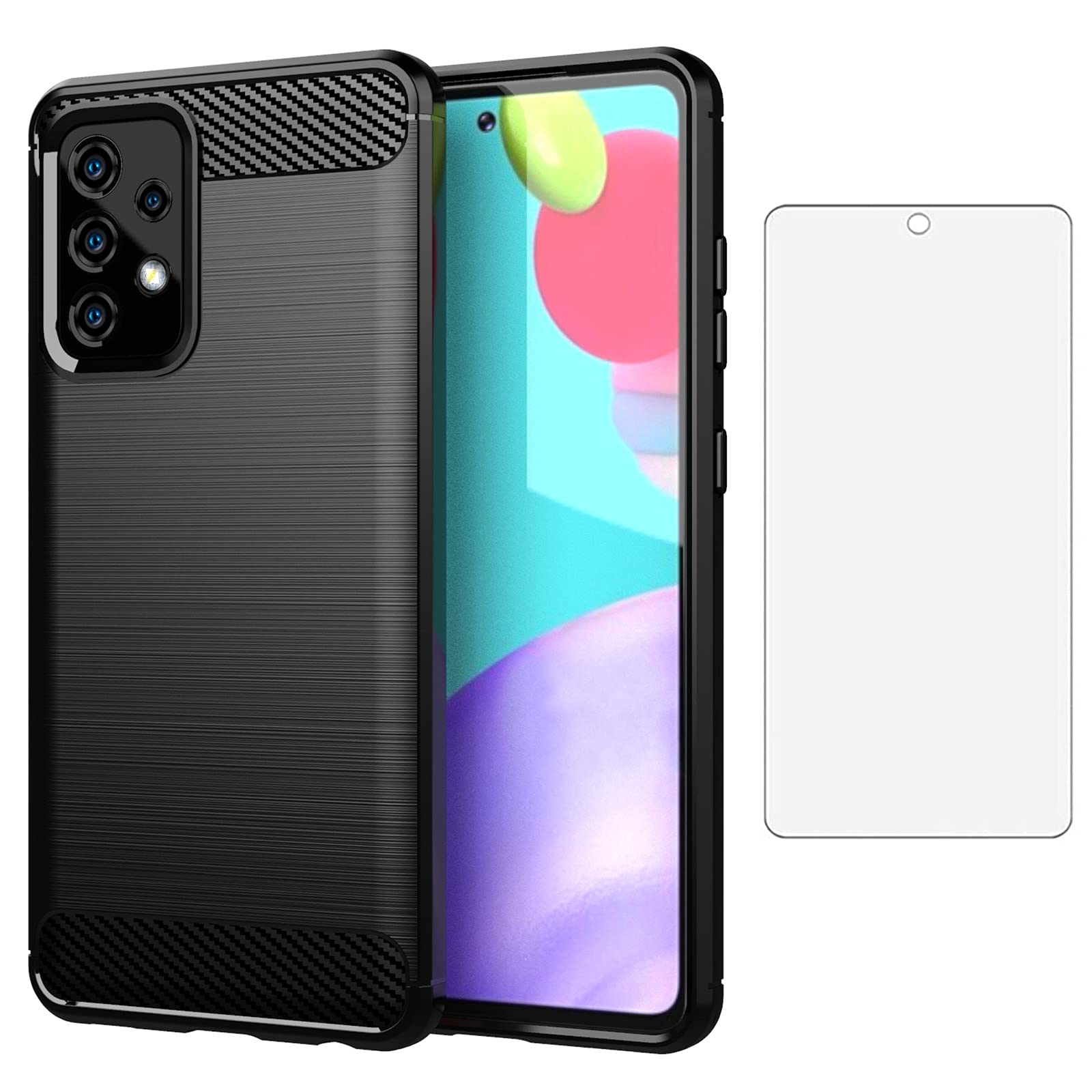 Asuwish Samsung Galaxy A52 5G/4G Case with Tempered Glass Screen Protector - Slim Protective TPU Phone Cover for Galaxy A52 5G/4G (Black) | Perfect for Everyday Use, Work & Travel Protection