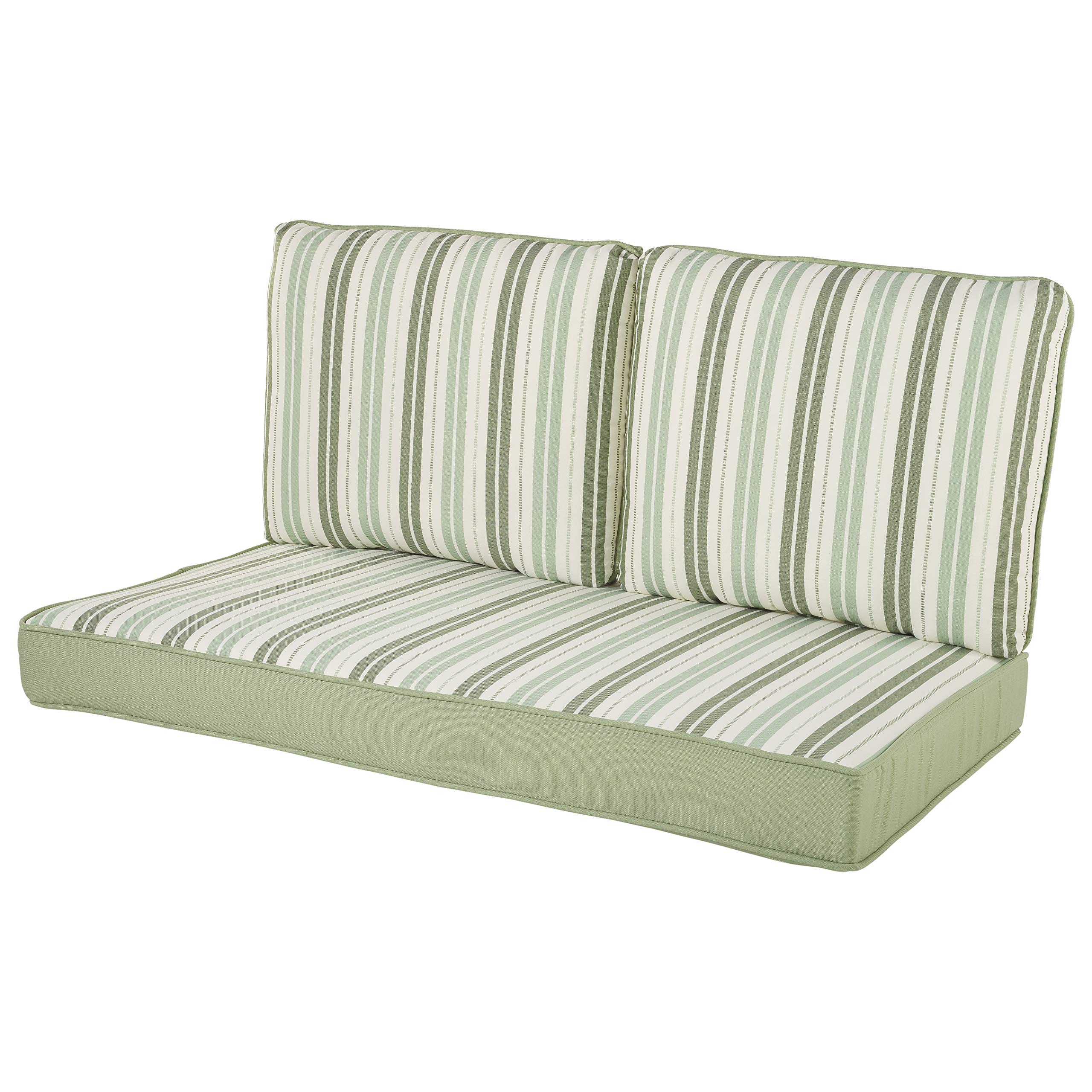 Quality Outdoor Living 46x26 Loveseat Cushion in Sage Green Stripe - Perfect for Patio, Deck, and Garden Comfort