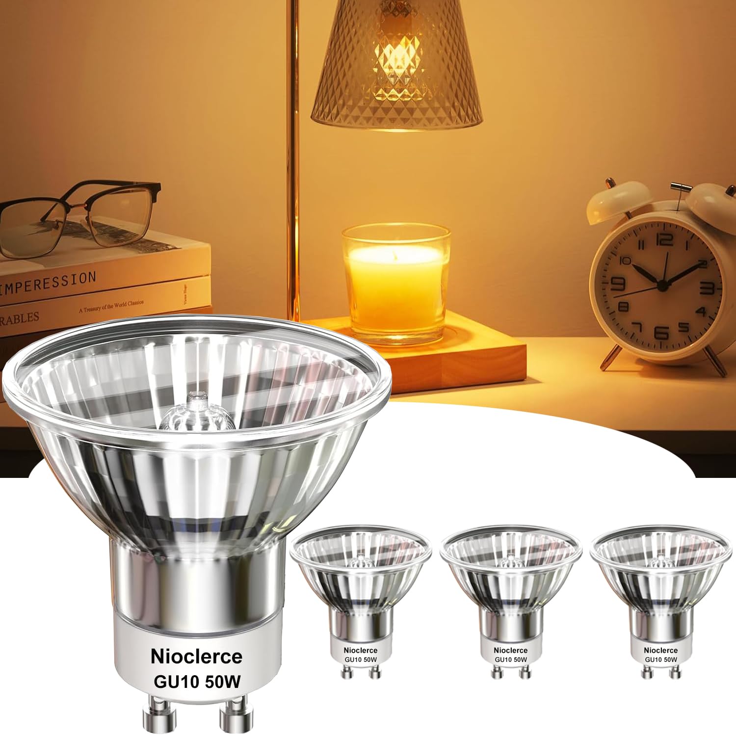 50W GU10 Halogen Bulbs Warm White 120V - MR16 GU10 Base Dimmable High Output 500LM, Long Lasting for Candle Warmer, Track Lighting, Recessed Ceiling Lights, and Home Decoration