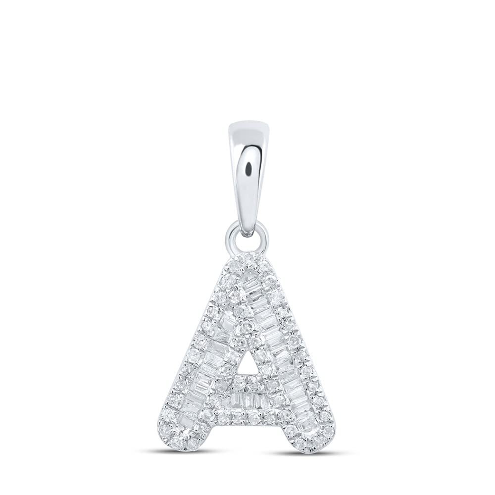 10K White Gold Women's Baguette Diamond Initial 