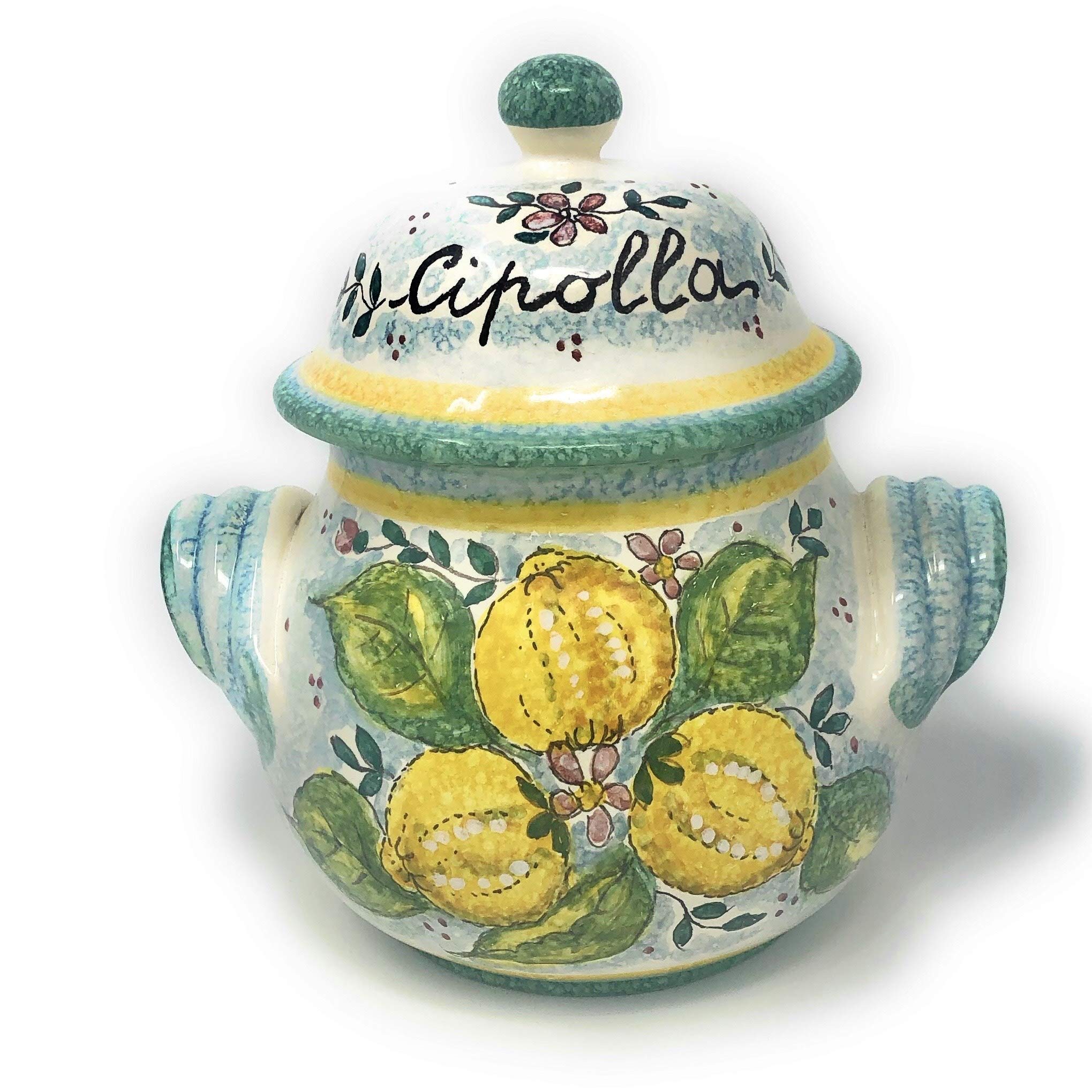 Hand-Painted Italian Ceramic Onion Jar Holder - Tuscan Art Pottery by CERAMICHE D'ARTE PARRINI | Made in Italy | Perfect for Kitchen Decor, Rustic Home Accents & Gift Giving