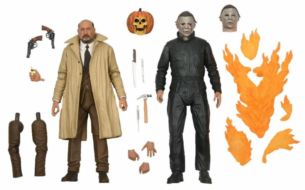 Halloween 2 Ultimate Michael Myers & Dr. Loomis Action Figure Two Pack - Perfect for Horror Collectors & Halloween Decorations