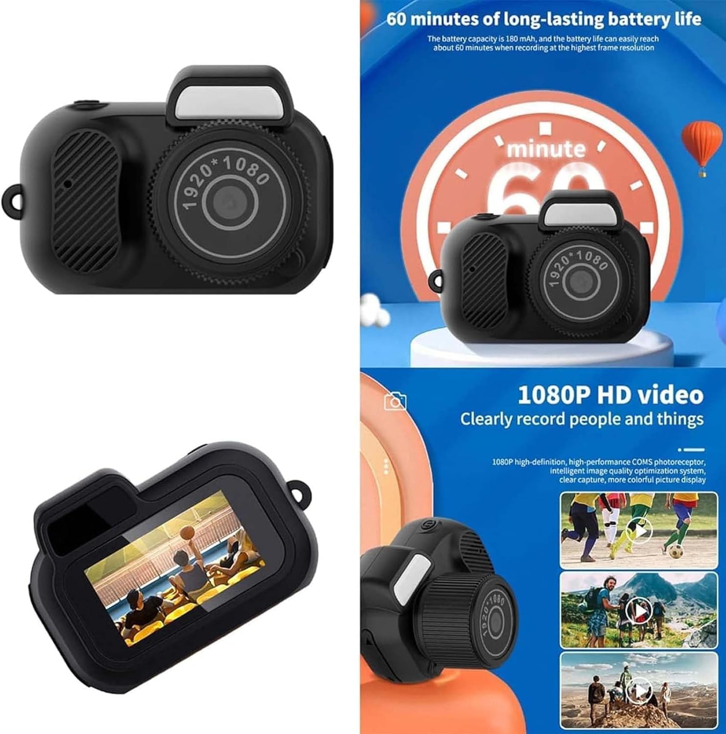 Mini Retro Nostalgic Keychain Camera - 1080P HD Micro Video Camera for Sports & Travel - 16GB Memory, Portable Mini Camera for Vlogging, Outdoor Adventures & Everyday Moments