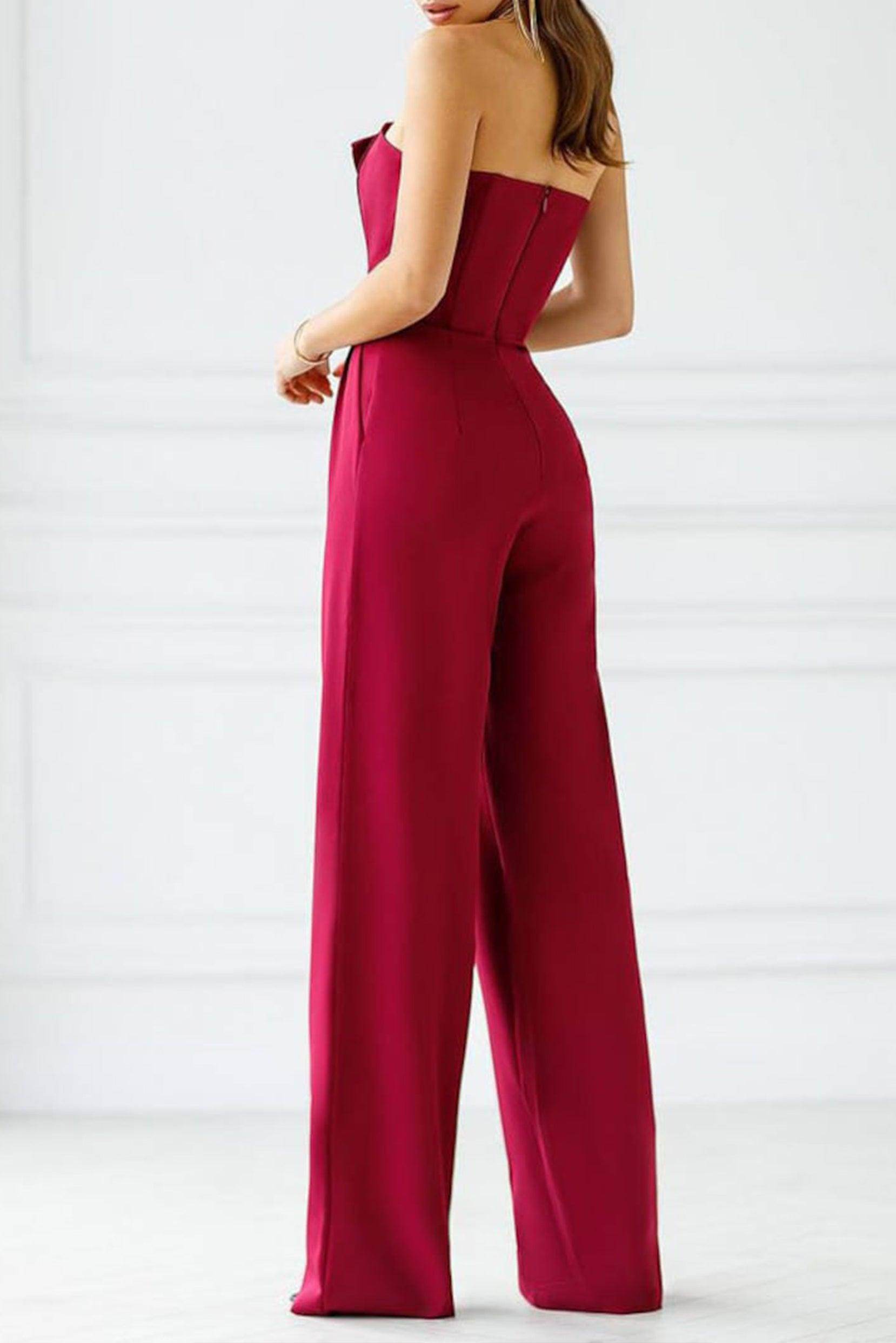Elegant Long Twisted Silk Jumpsuit Dress - CG0175 for Women | Formal Evening Wear & Special Occasions