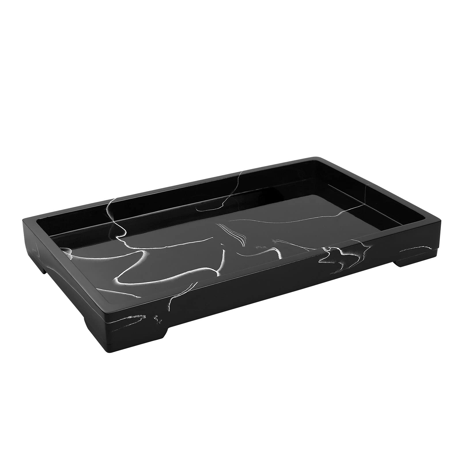 Elegant Black Marble Pattern Vanity Tray for Bathroom & Dresser - Large Resin Toilet Tank Tray, Bathtub Tray, Jewelry Organizer, Makeup Tray - Perfect for Storing Cosmetics, Jewelry & Small Bathroom Essentials