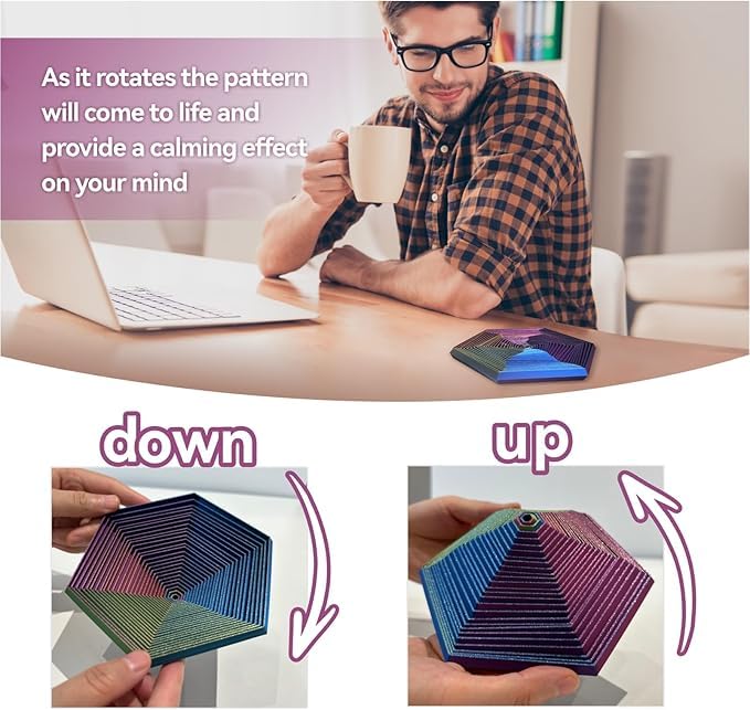 2 Packs 3D-Printed Colorful Fractal Fidget Hexagon Toys - Anti-Anxiety Stress Relief Sensory Toys for Adults & Kids - Perfect for Office, Travel, and Classroom Focus - Unique Birthday Gift Idea