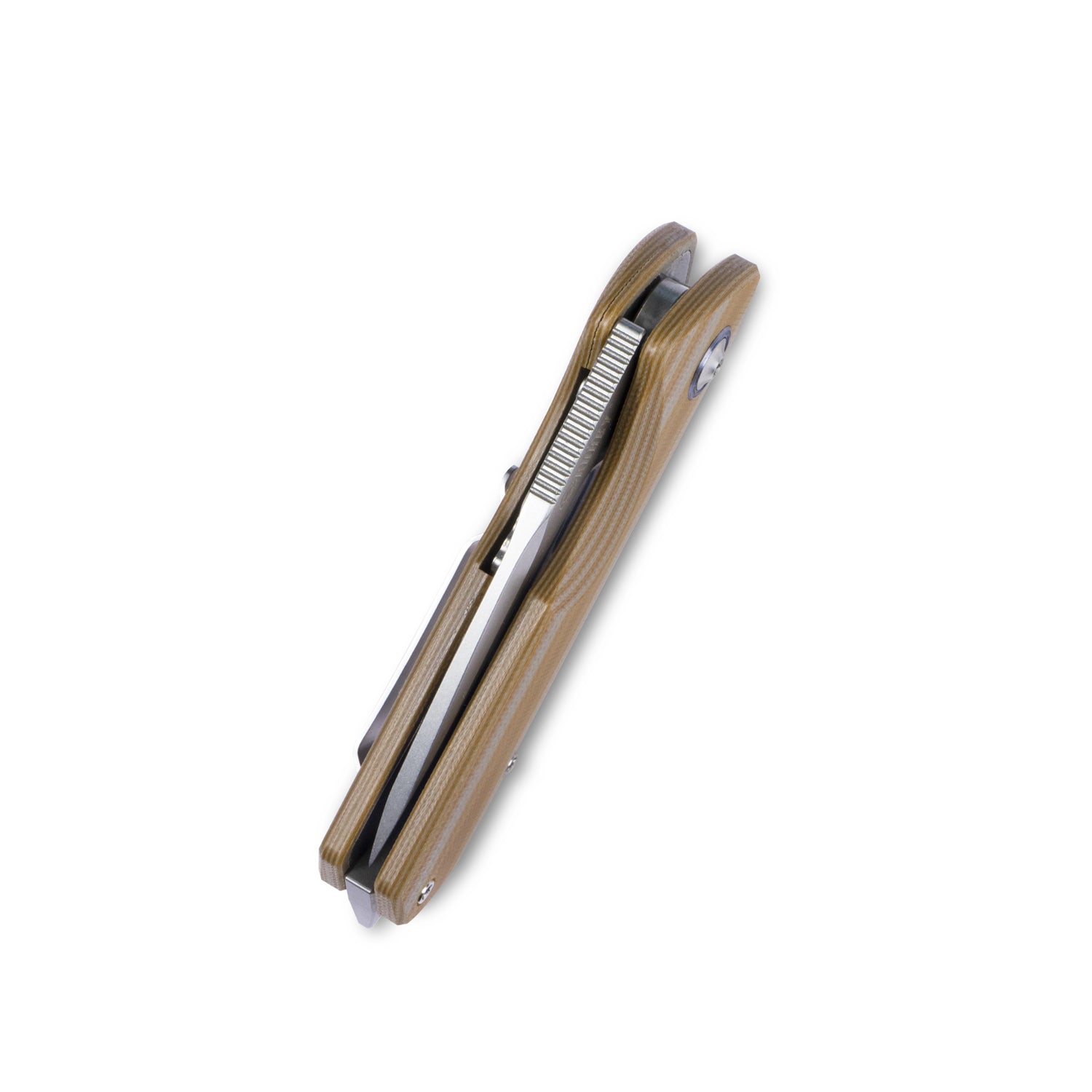 Premium EDC Folding Knife - Campe Nest Liner Lock Flipper with Beige Striped G10 Handle, 2.36