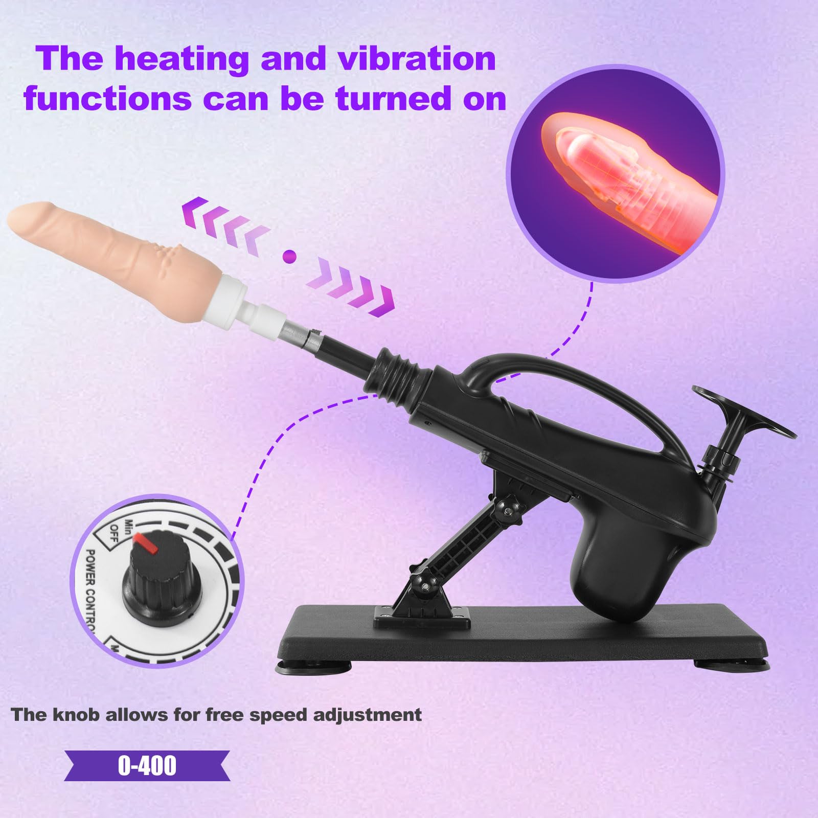 Heating & Vibrating Dildo Sex Machine with Suction Cup - Automatic Thrusting Device for G Spot & Anal Stimulation - Adult Sex Toy with 3 XLR Connector - Perfect for Solo Play & Couples' Intimate Moments