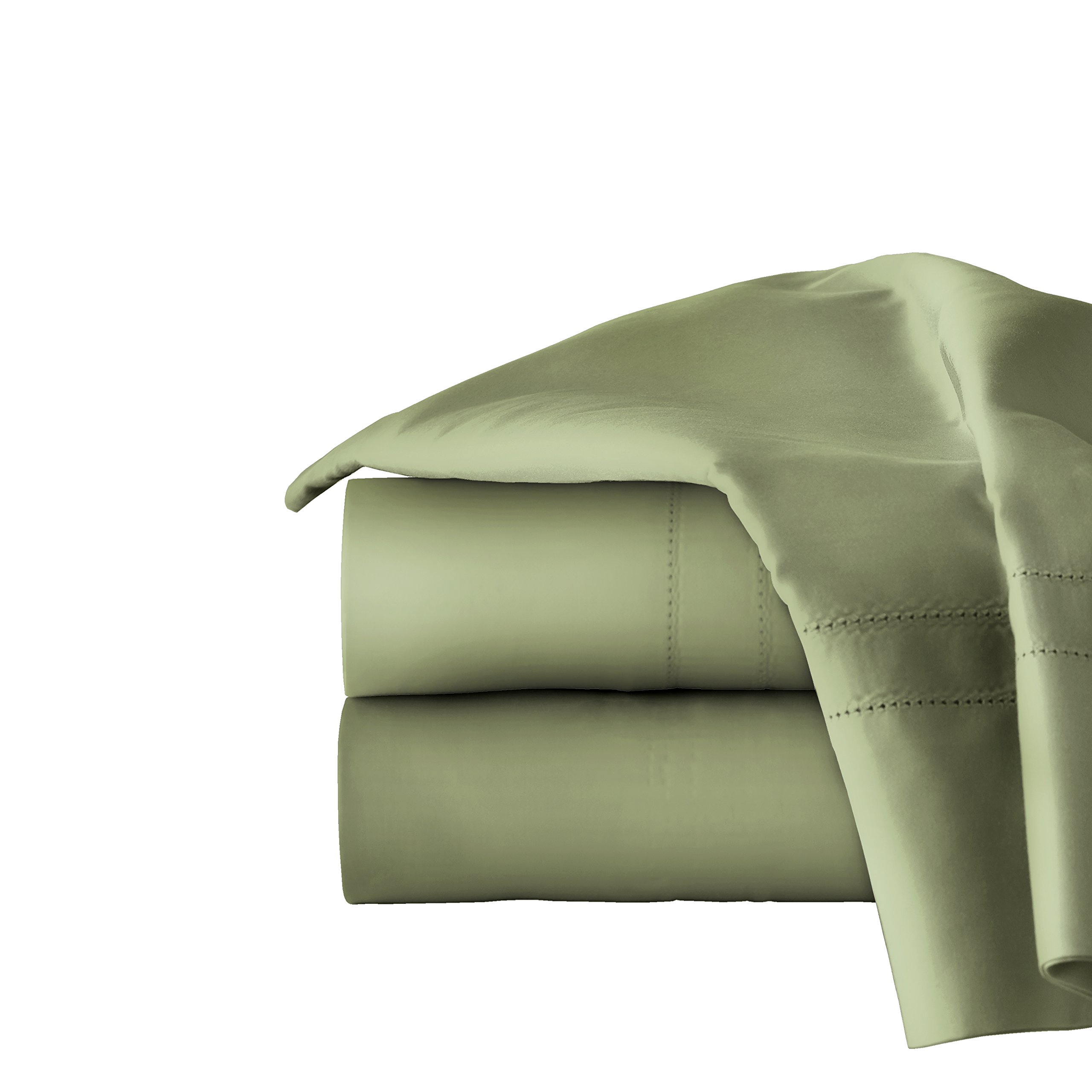 Pointehaven 620 Thread Count 100% Long Staple Cotton Deep Pocket Queen Size Sheet Set - Ultra Soft Sateen Weave Bed Sheets for Luxury Comfort, Moss Green - Perfect for Master Bedroom, Guest Room & Hotel Style Bedding