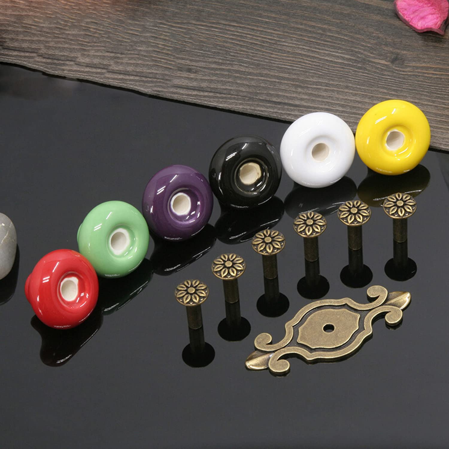 Vintage Ceramic Knobs 10 Pack - Retro Dresser & Cabinet Pulls for Kitchen Wardrobe