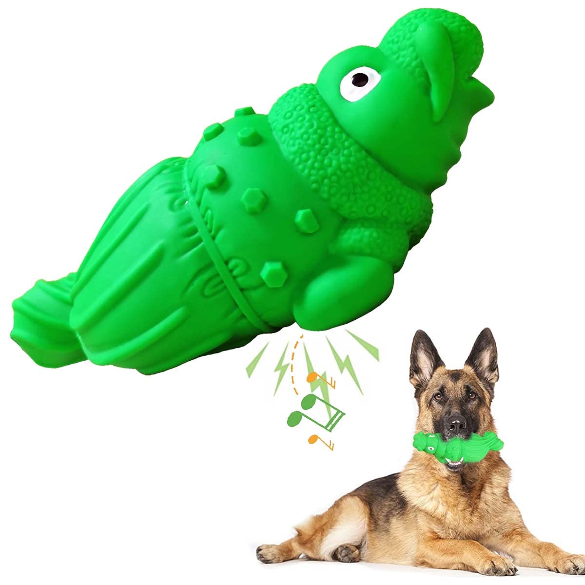 XRVUYCLH Durable Squeaky Dog Chew Toys for Aggressive Chewers - Non-Toxic Natural Rubber Long-Lasting Chew Toy for Medium & Large Dogs - Supports Dental Care, Training & Teething Relief (Green) - Perfect for Playtime, Outdoor Activities & Puppy Training