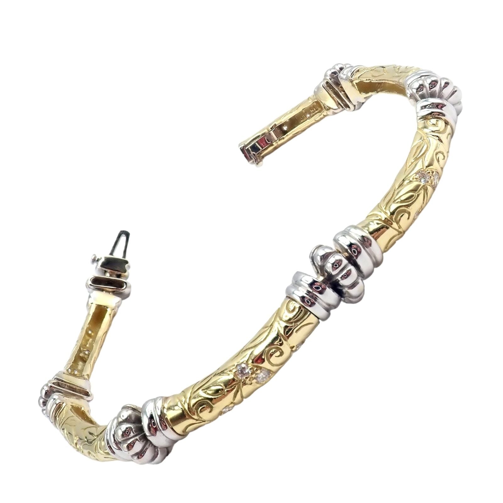 Vintage 18k Yellow & White Gold Diamond Laurel Bracelet for Women - Elegant Jewelry Gift for Anniversary, Wedding & Special Occasions