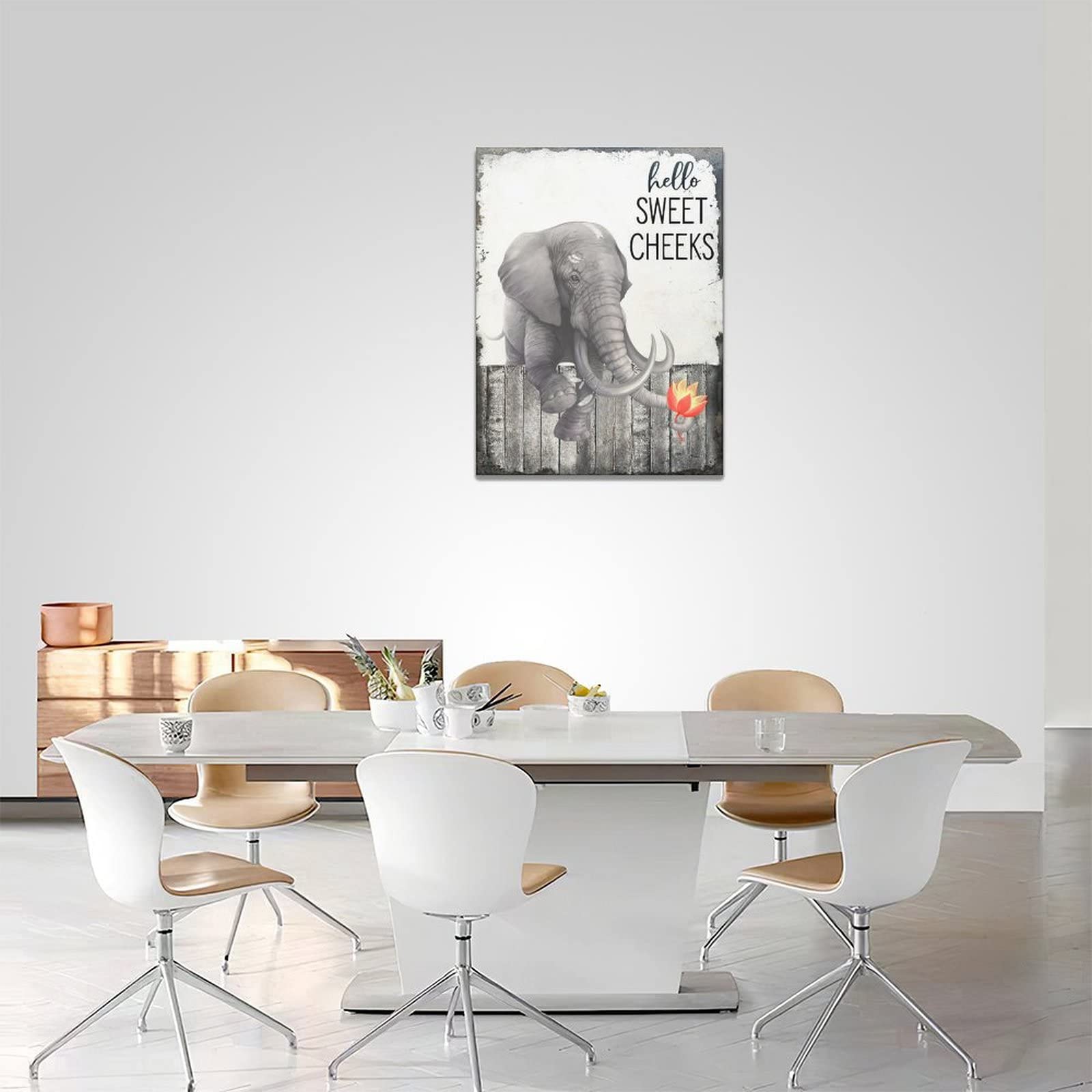 Funny Elephant Canvas Art 12x16 - Farmhouse Bathroom & Bedroom Wall Decor