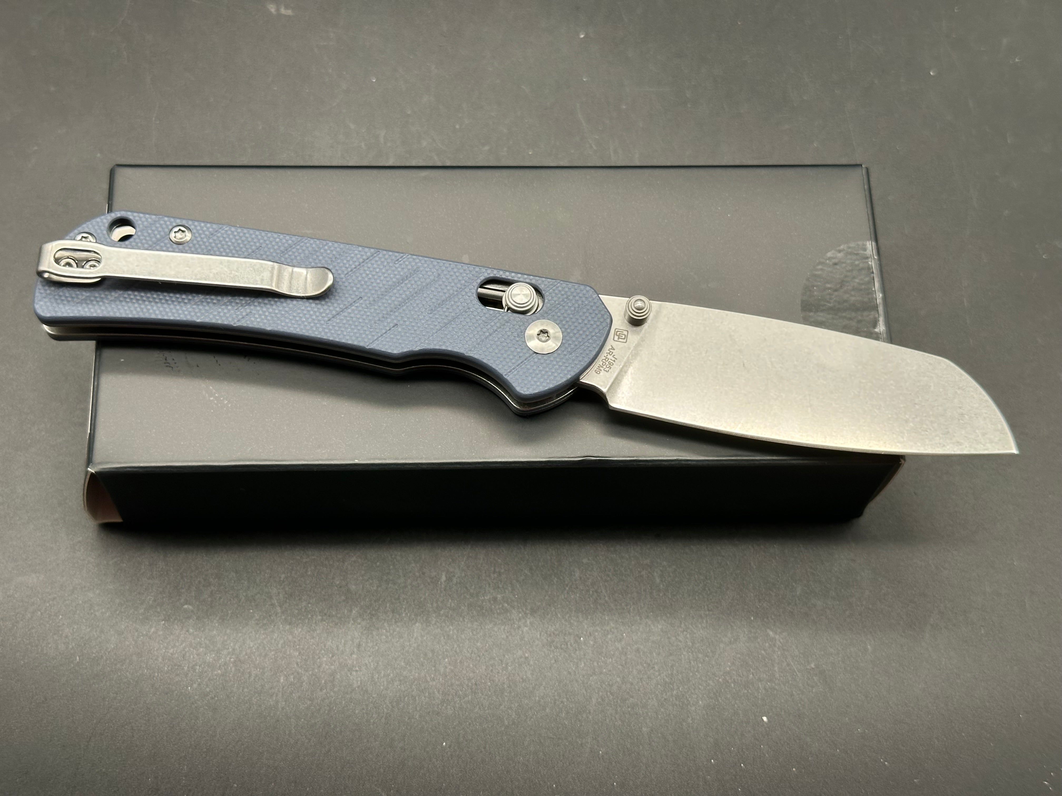 CJRB LYRID Folding Knife with Grey G10 Handle & AR-RPM9 Sheepsfoot Blade - EDC, Outdoor, Camping, and Everyday Carry Utility Tool