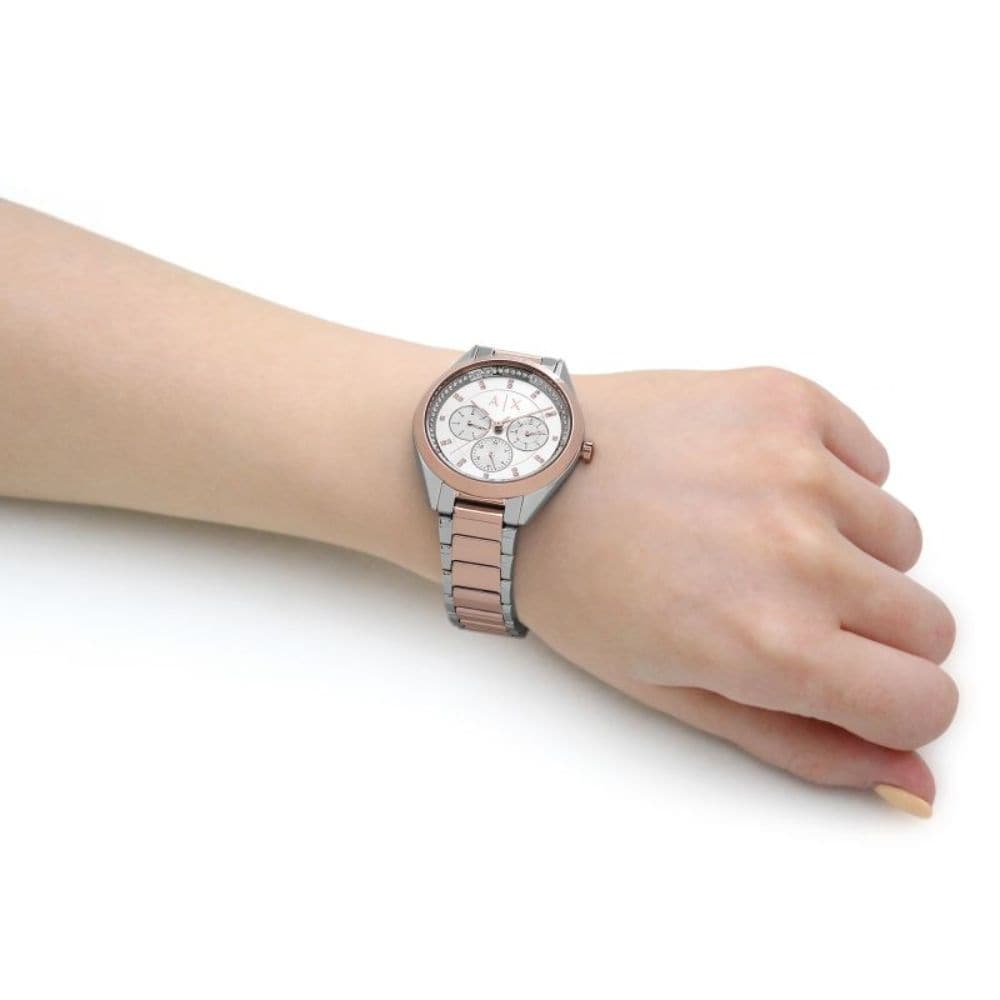 ARMANI EXCHANGE AX5655 Women's Two-Tone Stainless Steel Watch - Water Resistant, Date Display - Perfect for Office, Party & Everyday Wear
