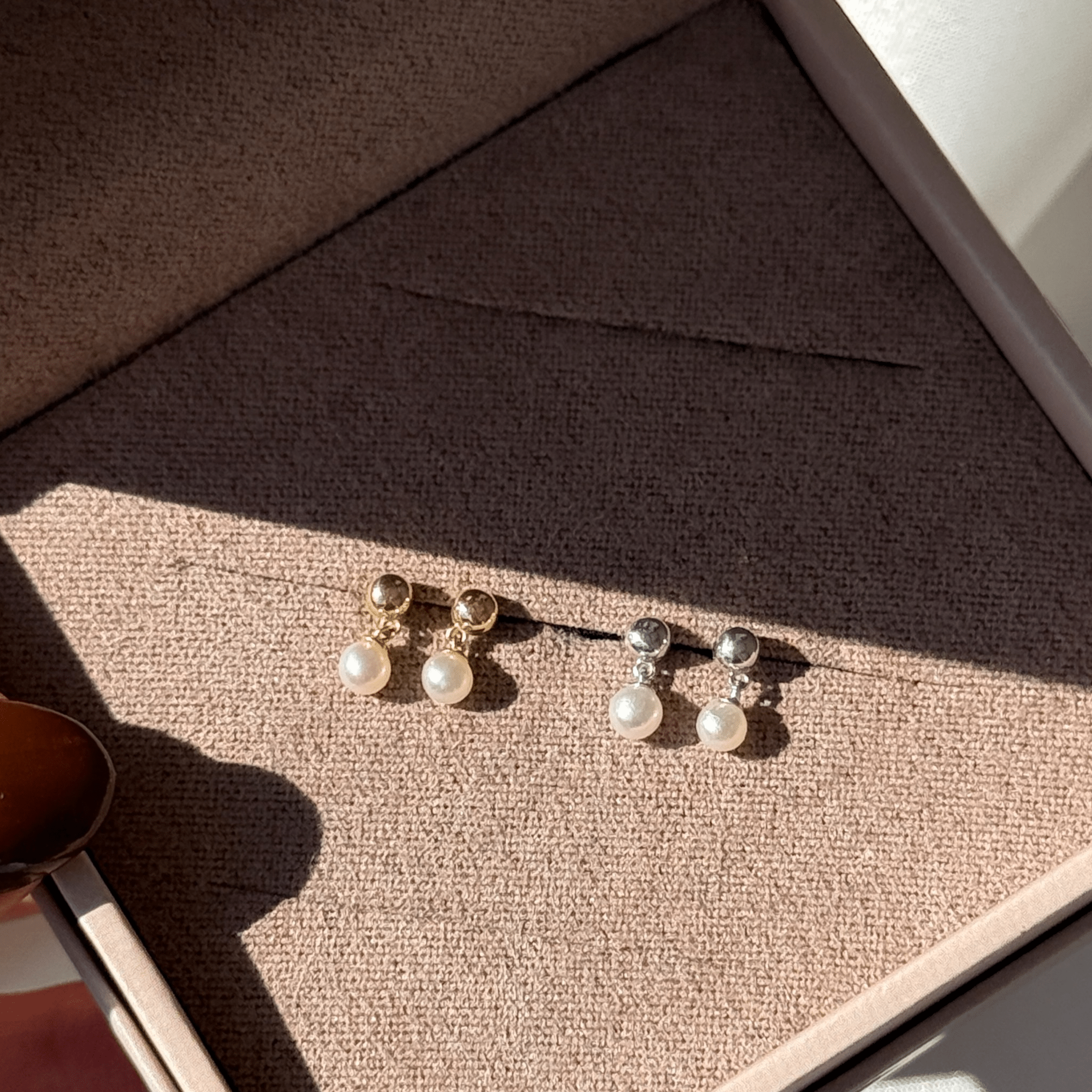 14K White Gold Pearl Drop Earrings - Elegant Flat Back Stud Earrings for Women | Perfect for Weddings, Parties & Special Occasions