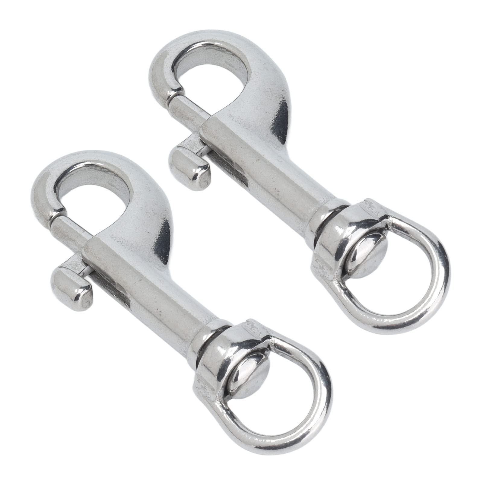 Fafeicy 2Pcs Single Ended Swivel Eye Bolt Snap Hooks - Marine Grade 316 Stainless Steel Diving Clips for Scuba Gear, Boat Accessories & Underwater Equipment