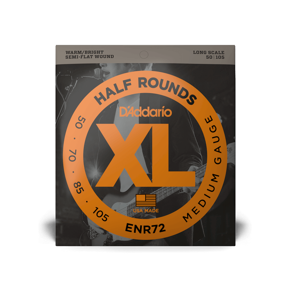 D'Addario ENR72 50-105 Half Round Medium Gauge Bass Guitar Strings for Long Scale - Perfect for Jazz, Blues & Rock Music Performances