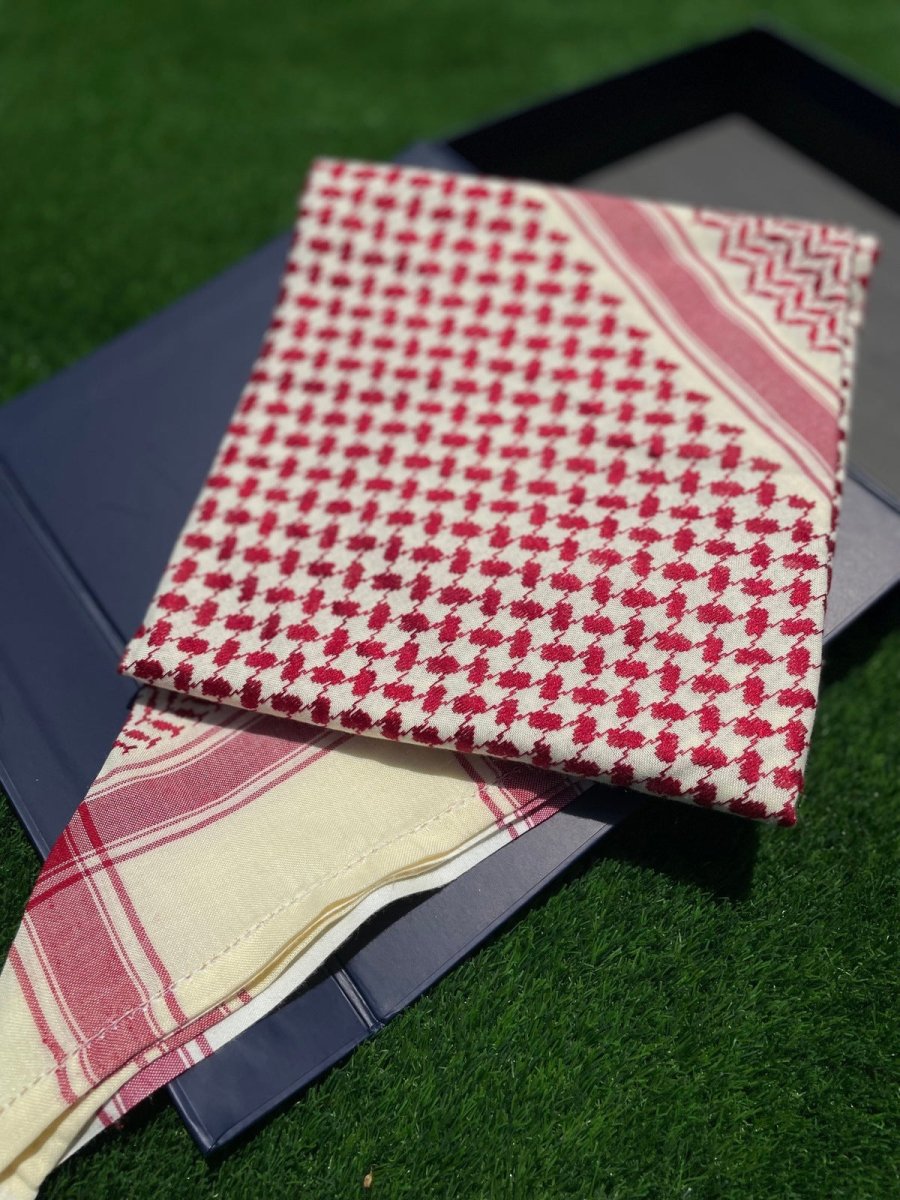 Unisex Burgundy Royale 3-Piece Keffiyeh Scarf Set - Soft Cotton Middle Eastern Headwrap for Men & Women - Perfect for Outdoor Adventures, Cultural Events & Fashion Accessories